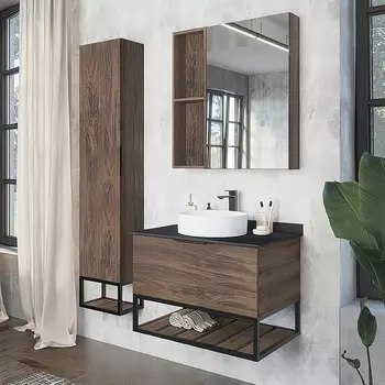 Мебель для ванной Comforty Порто 75 подвесная, дуб темно-коричневый