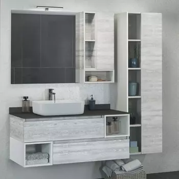 Мебель для ванной Comforty Прага 120, дуб белый, столешница антрацит, раковина 78189