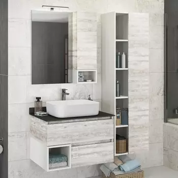 Мебель для ванной Comforty Прага 75, подвесная, дуб белый