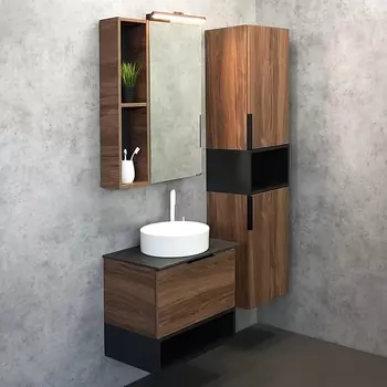 Мебель для ванной Comforty Штутгарт 60 дуб тёмно-коричневый, с раковиной Comforty 9111