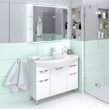 Мебель для ванной Emmy Милли 105 белая глянцевая, 2 ящика