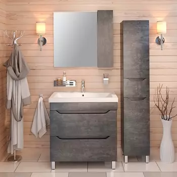 Мебель для ванной Emmy Стоун 80 напольная, серый бетон