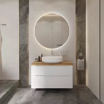 Мебель для ванной Geberit столешница 100 светлая, с тумбой 100, с раковиной Variform 55