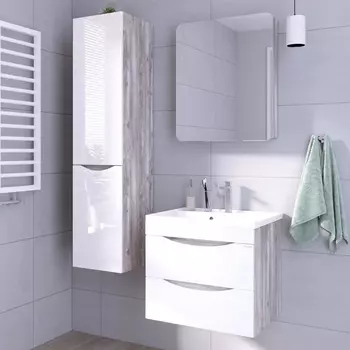 Мебель для ванной Grossman Талис 60 бетон пайн, белый глянец