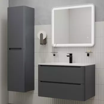 Мебель для ванной Iddis Edifice 80 подвесная, темно-серая, раковина 0108000i28