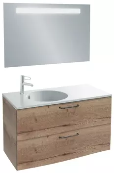 Мебель для ванной Jacob Delafon Odeon Rive Gauche 100 дуб табак, 2 ящика, ручки черные