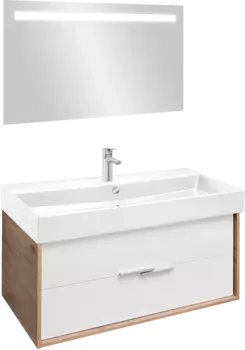 Мебель для ванной Jacob Delafon Vivienne 100 дуб давос, белая блестящая, раковина белая