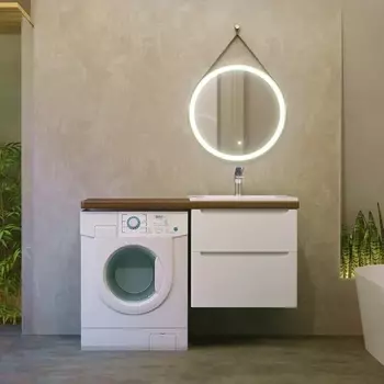 Мебель для ванной Jorno Wood 120, белая, под стиральную машину