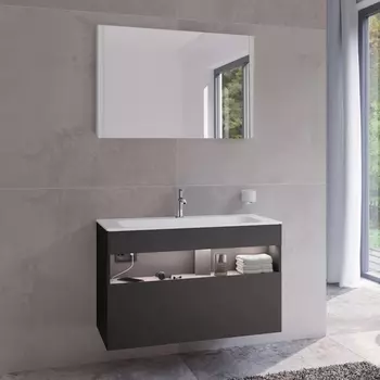 Мебель для ванной Keuco Stageline 32872 100 см, с подсветкой, розеткой и точкой зарядки USB и USB-C, вулканит