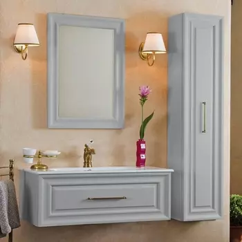 Мебель для ванной La Beaute Classic Cornelia 100 серый шелк матовый, фурнитура бронза