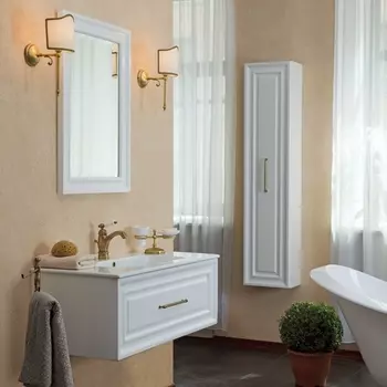 Мебель для ванной La Beaute Classic Cornelia 85 белый матовый, фурнитура бронза