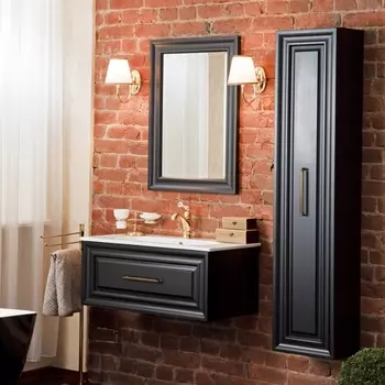 Мебель для ванной La Beaute Classic Cornelia 85 черный матовый, фурнитура бронза