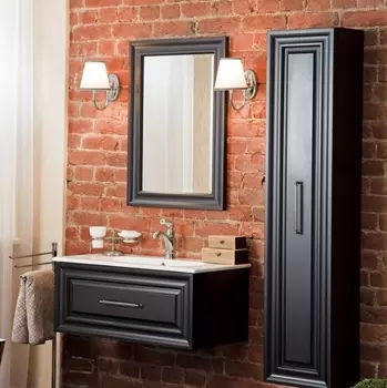 Мебель для ванной La Beaute Classic Cornelia 85 черный матовый, фурнитура серебро