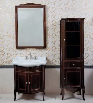 Мебель для ванной La Beaute Classic Lorette 70 темное дерево глянец, фурнитура серебро