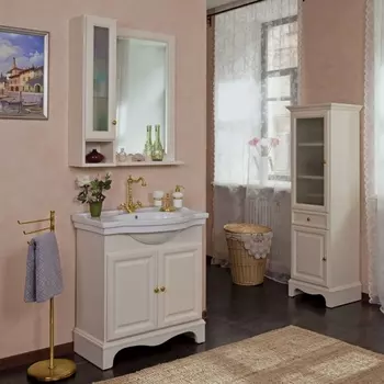 Мебель для ванной La Beaute Classic Michel 80 слоновая кость матовый, фурнитура золото