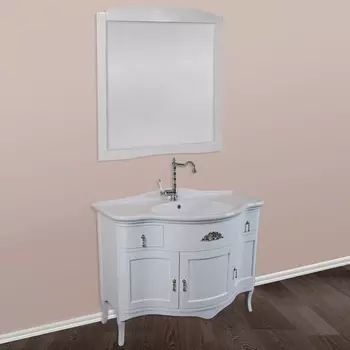 Мебель для ванной La Beaute Classic Nora белый глянец, фурнитура серебро