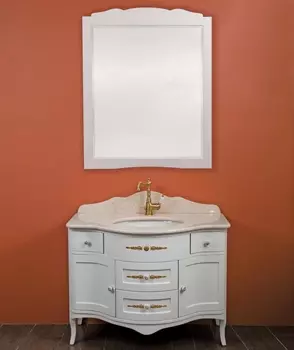 Мебель для ванной La Beaute Classic Sabrina M белый матовый, фурнитура золото