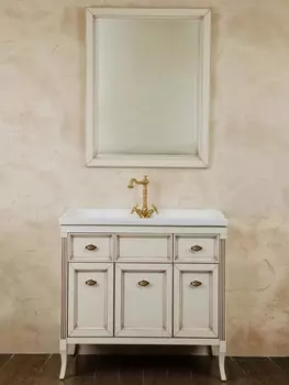 Мебель для ванной La Beaute Classic Vivien 90 слоновая кость с патиной, фурнитура бронза