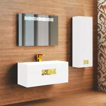 Мебель для ванной La Beaute Moselle 90 белая, фурнитура золото