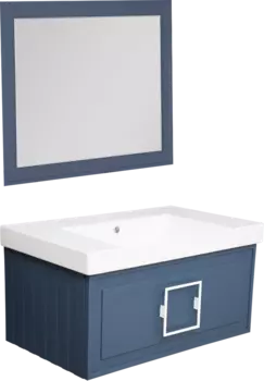 Мебель для ванной La Fenice Cubo 80 синяя, ручка белая