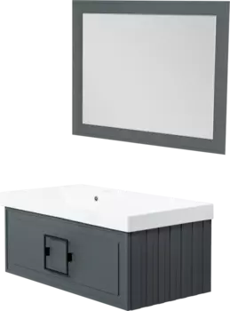 Мебель для ванной La Fenice Cubo 90 L серая, ручка черная