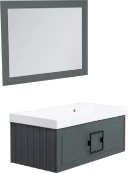 Мебель для ванной La Fenice Cubo 90 R серая, ручка черная