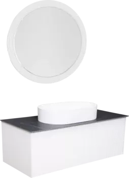 Мебель для ванной La Fenice Terra 100 белая, черная столешница, матовая раковина