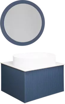 Мебель для ванной La Fenice Terra 60 синяя, белая столешница, матовая раковина