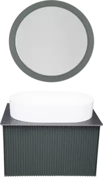 Мебель для ванной La Fenice Terra 60 серая, черная столешница, матовая раковина