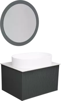 Мебель для ванной La Fenice Terra 60 серая, белая столешница, матовая раковина
