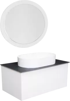 Мебель для ванной La Fenice Terra 80 белая, черная столешница, матовая раковина