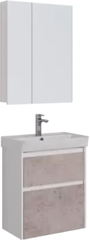 Мебель для ванной Lemark Combi 60 бетон, белая глянцевая