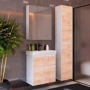 Мебель для ванной Lemark Combi 60 дуб кантри, белая глянцевая