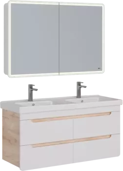 Мебель для ванной Lemark Olivia 125, дуб кантри, белая глянцевая