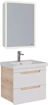 Мебель для ванной Lemark Olivia 65, дуб кантри, белая глянцевая