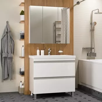 Мебель для ванной Misty Ингрид 90 напольная, белая эмаль