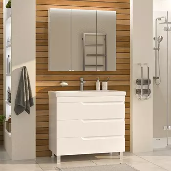 Мебель для ванной Misty Софт 90 напольная, белая эмаль