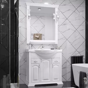 Мебель для ванной Opadiris Риспекто 85 белая, с раковиной Сенеж