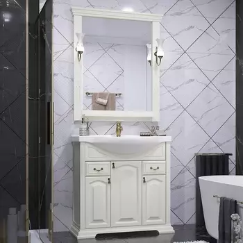 Мебель для ванной Opadiris Риспекто 85 слоновая кость, с раковиной Сенеж