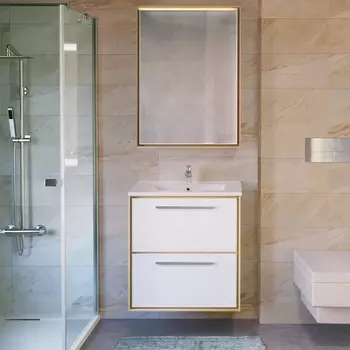 Мебель для ванной Raval Frame 60 белая, дуб сонома, подвесная