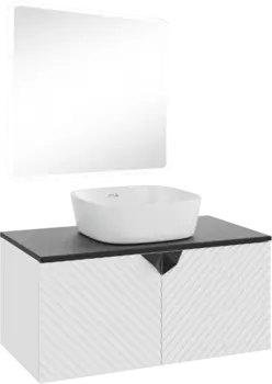 Мебель для ванной Runo Андорра 85 белая матовая, черная, раковина Bella 40