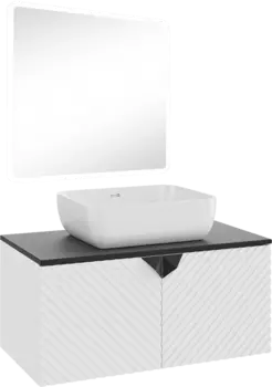 Мебель для ванной Runo Андорра 85 белая матовая, черная, раковина Cuatro 50