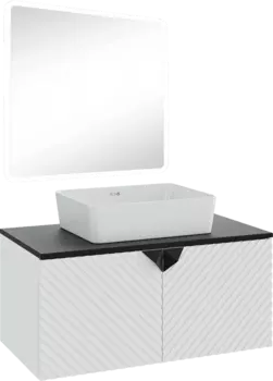 Мебель для ванной Runo Андорра 85 белая матовая, черная, раковина Tre 50