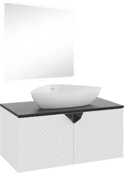 Мебель для ванной Runo Андорра 85 белая матовая, черная, раковина Terzo 60
