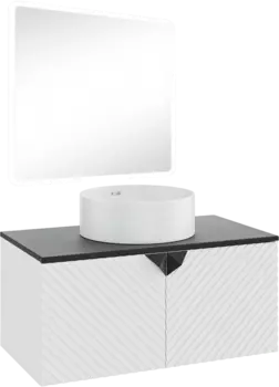 Мебель для ванной Runo Андорра 85 белая матовая, черная, раковина Palla 40