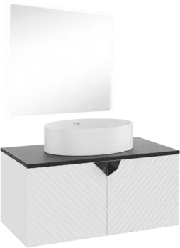 Мебель для ванной Runo Андорра 85 белая матовая, черная, раковина Ovale 50