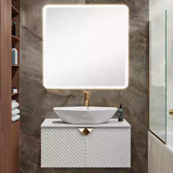 Мебель для ванной Runo Андорра 85 белая матовая, белый глянец, раковина Poligono 65