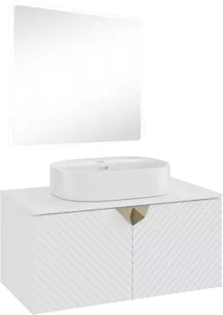 Мебель для ванной Runo Андорра 85 белая матовая, белый глянец, раковина Nuovo 50