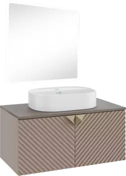 Мебель для ванной Runo Андорра 85 кашемир серый, дуб какао, раковина Nuovo 50