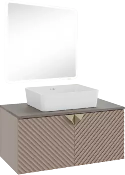 Мебель для ванной Runo Андорра 85 кашемир серый, дуб какао, раковина Tre 50